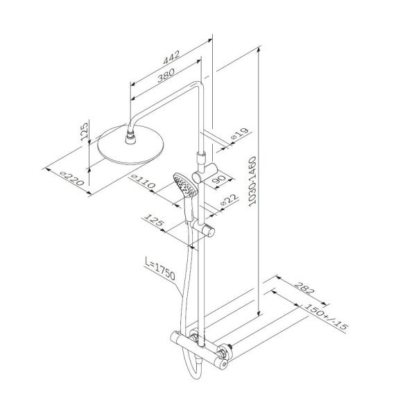 Душевая система AM.PM Gem F0790420 термостат хром