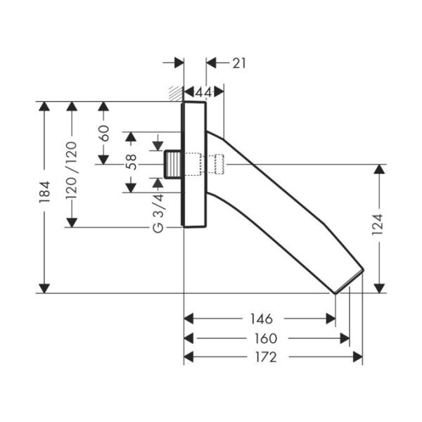 Axor Starck Organic 12417000 излив на ванну 160мм