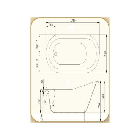 Ванна Magliezza Beatrice-CR 153х77 см чугунная ножки хром