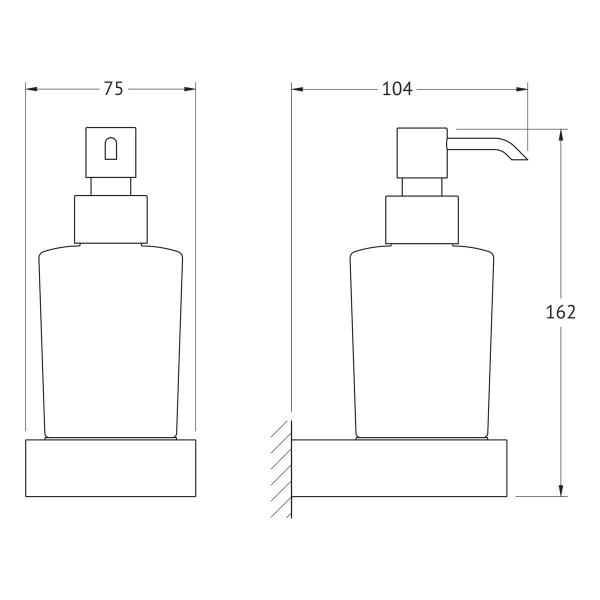 Держатель с дозатором жидкого мыла матовое стекло;  ARTWELLE Regen 8333 хром