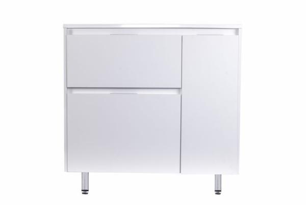 Тумба под раковину Style line El Fante напольная Барселона 90 левая (2 ящ.) с выкатной корзиной, Люкс белая, Plus