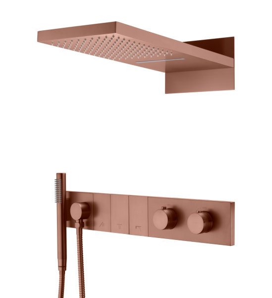 Встроенная душевая система Boheme ZODIAC с термостатом, трехпозиционная Brushed Bronze 133-BRB