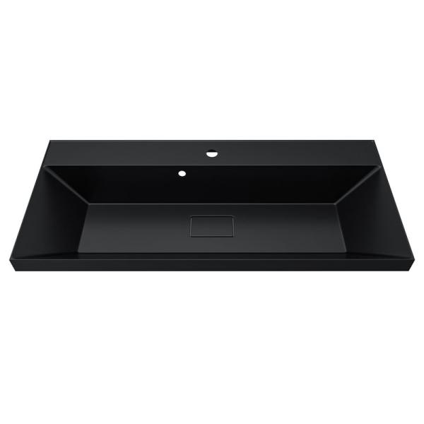 Раковина для ванной Uperwood Classic New 100х45х16,5 см, черная глянцевая, с накладкой для слива
