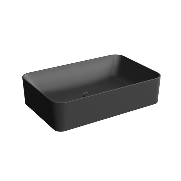 Раковина Kerama Marazzi PLAZA ПЛАЗА KMPLWb55qMBl0 55 накладная прямоугольная, с донным клапаном, черная матовая