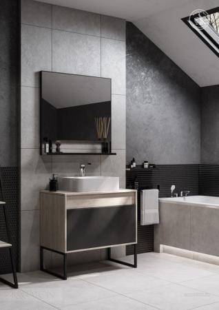 Тумба под раковину AQUATON Лофт Урбан 80 серый графит, дуб орегон 1A247601LQX60