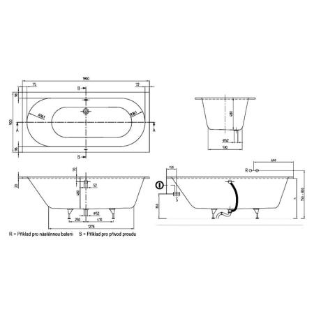 Ванна Villeroy & Boch Oberon 190x90 UBQ199OBE2V-01 цвет белый альпин