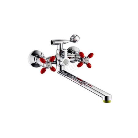 Смеситель Potato Р2771-5 для ванны, хром-красный