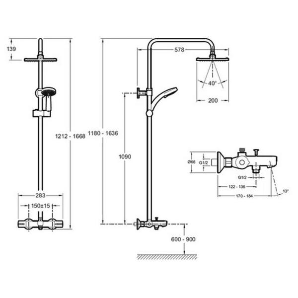 Душевая система Jacob Delafon JULY E78192-CP термостат для ванны,хром