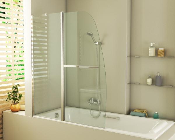 Шторка для ванны GROSSMAN GR-100/2 (140*120) алюминиевый профиль, стекло прозрачное 6мм