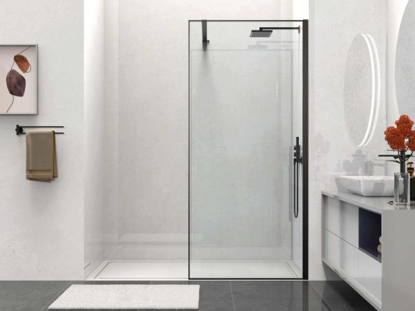 Душевая перегородка Vincea Walk-In VSW-1HS100CLB, 1000*2000, черный матовый, стекло прозрачное