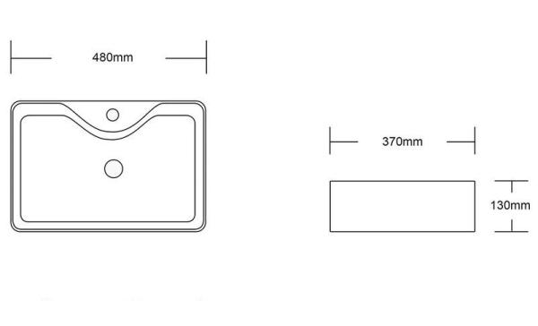 Раковина Cerutti SPA CR7051 накладная, белая, прямоугольная 480х370х130