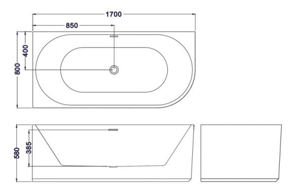 Ванна Esbano Bagama right 170x80x59 отдельностоящая