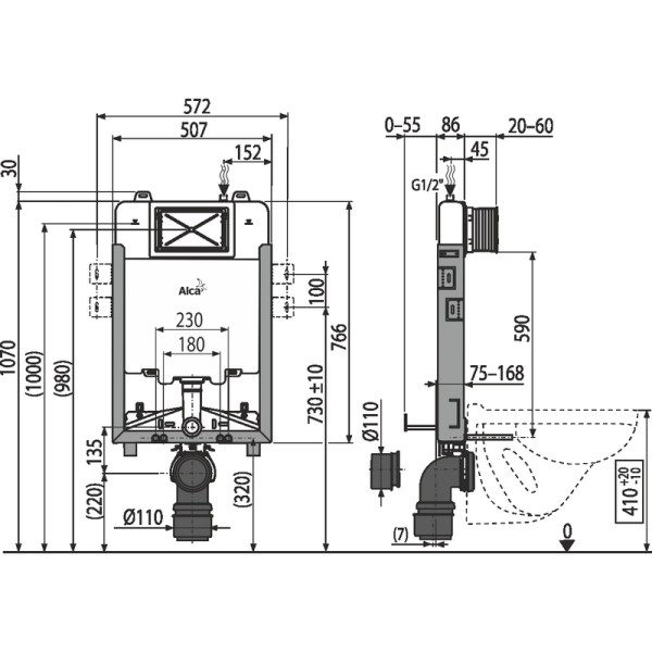 Бачок скрытого монтажа AlcaPlast Renovmodul Slim AM1115/1000