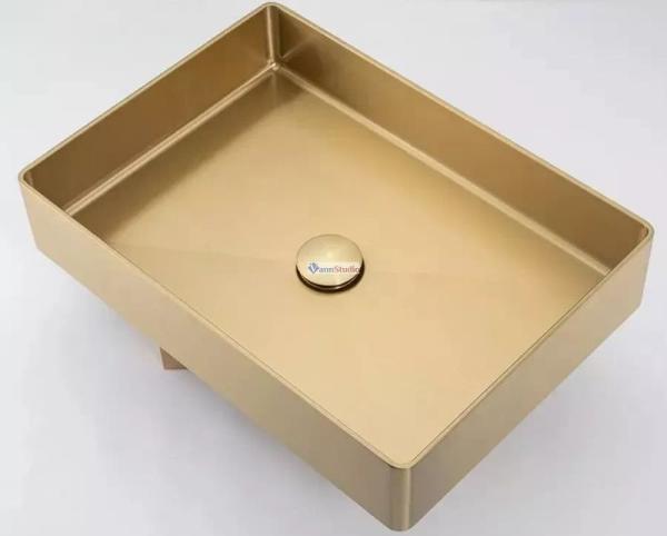 Раковина Gappo GX201-3 36x36 Cатин золотой нерж.сталь на столешницу