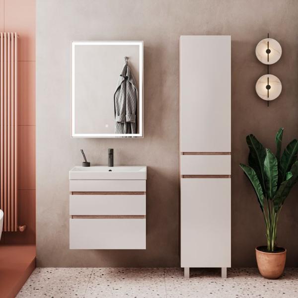 Пенал для ванной напольный Volna Conty 40 Белый/дуб сонома