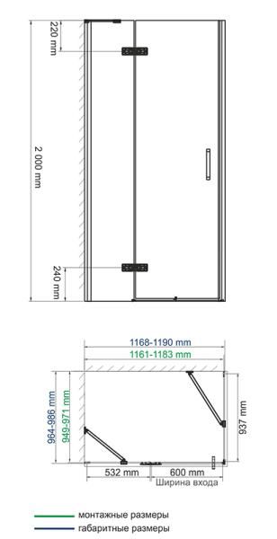 Душевой уголок WasserKraft Aller 10H10LBLACK 120x100 см, прямоугольник, левая распашная дверь