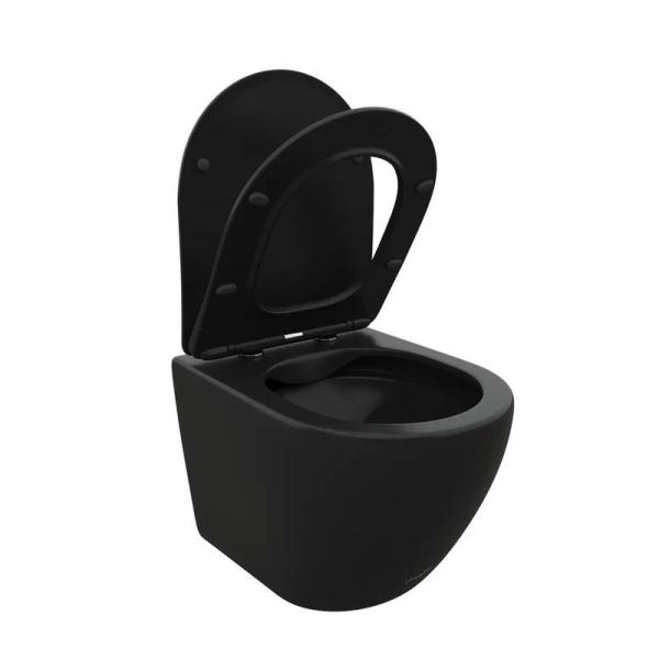 Унитаз Cerutti SPA TICINO Aria MB подвесной безободковый черный матовый CT8918 (485х365х350)