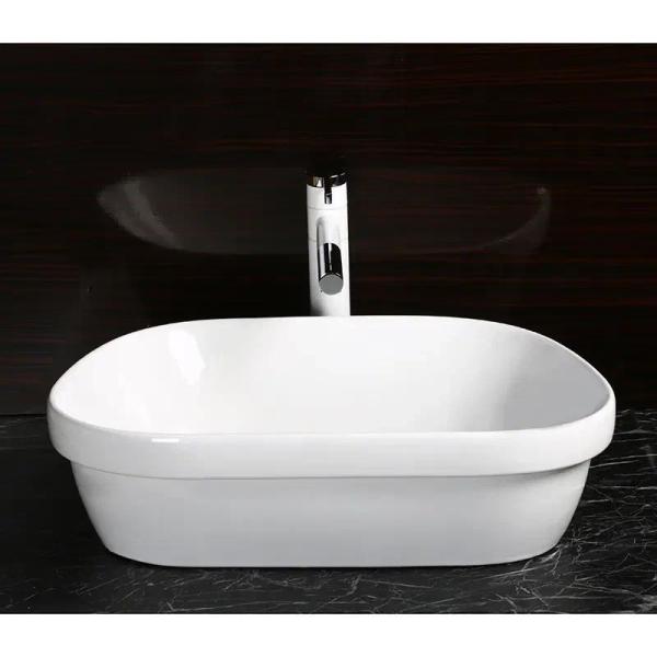 Раковина Cerutti SPA CR0023 накладная, белая, трапеция 570х390х150