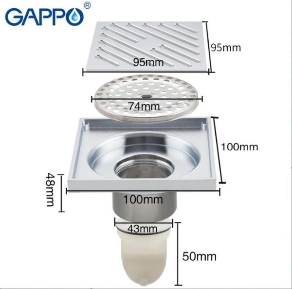Душевой трап Gappo G81050 хром 100x100мм
