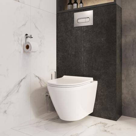 Инсталляция с унитазом VitrA Integra Round  9856B003-7205 комплект 4 в 1 с сиденьем микролифт безободковый цвет клавиши глянцевый хром