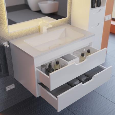 Тумба под раковину для ванной Uperwood Modul 80 см, подвесная, матовая, белая