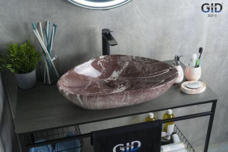 Раковина Gid Mnc208 59x39 на столешницу камень глянцевая