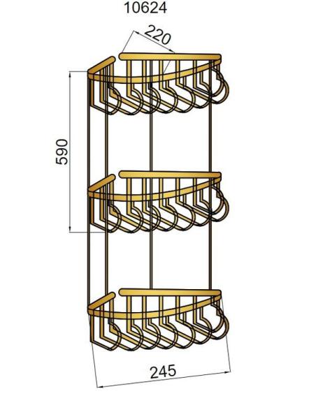 Угловая полка Boheme Brillante 10454 хром тройная