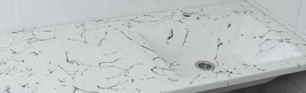 Раковина над стиральной машиной Marko Марсал 120 правая, белый мрамор