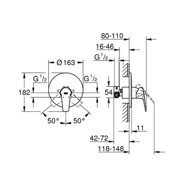 Смеситель Grohe BauFlow 29112000 для душа встраиваемый, Комплект