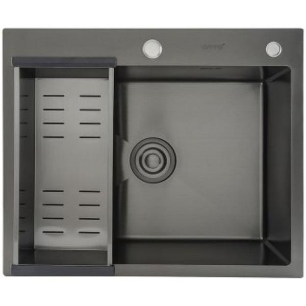 Кухонная мойка Gappo GS6050-6 600x500x215mm 0.8мм с коландером Черный