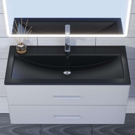 Раковина кварцевая Uperwood Foster Quartz 100 см, черная матовая, уголь