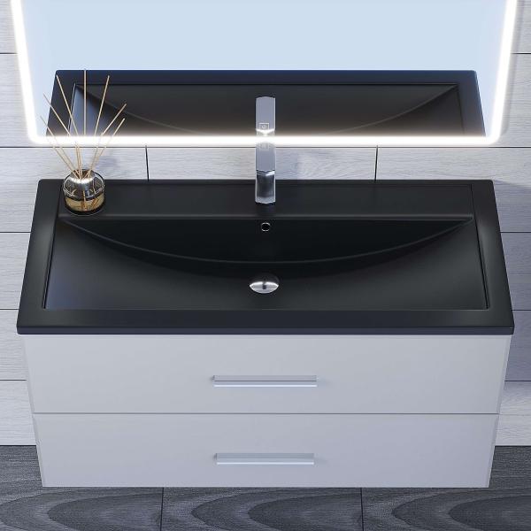 Раковина кварцевая Uperwood Foster Quartz 100 см, черная матовая, уголь
