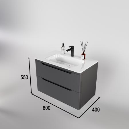 Тумба подвесная Style Line Марелла 80 (2 ящ.) Люкс антискрейтч серый, PLUS
