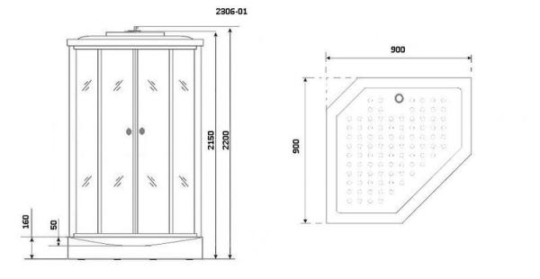 Душевая кабина Niagara Ultra NG-2306-01 (900х900х2200) низкий поддон(16см) стекло МОЗАИКА
