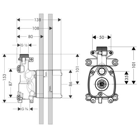 Axor ShowerCollection 10650180 Скрытая чать ручного душа с запорным вентилем