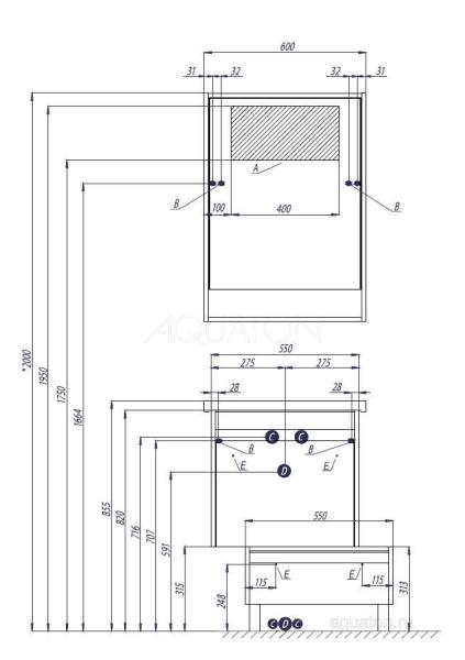Зеркальный шкаф Aquaton Капри 60 таксония темная 1A230302KPDB0