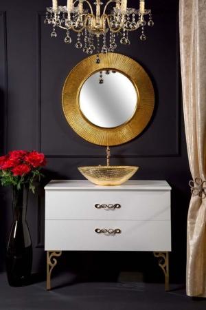 Зеркало Boheme Shine круглое D82 528-G light, золото ПУ с подсветкой