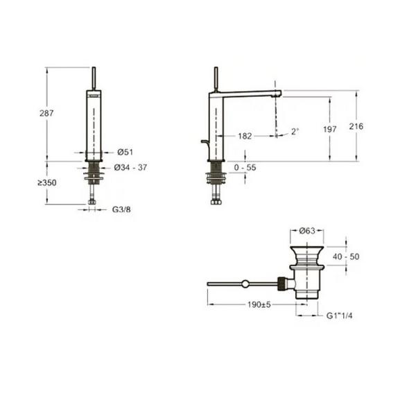 Смеситель Jacob Delafon COMPOSED E73053-TT для раковины титан с донным клапаном