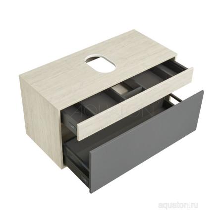 Тумба под раковину AQUATON Лофт Урбан 100 серый графит, дуб орегон 1A247701LQX60