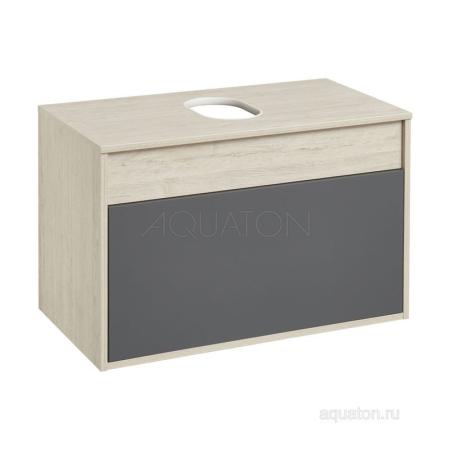 Тумба под раковину AQUATON Лофт Урбан 65 серый графит, дуб орегон 1A254001LQX60