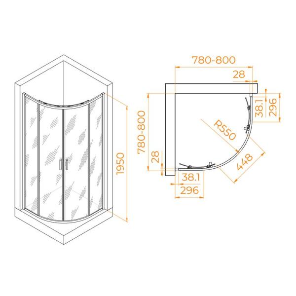 Душевой уголок RGW PA-52 Passage 80x80 Хром прозрачное