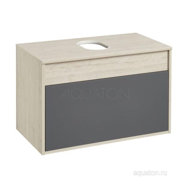 Тумба под раковину AQUATON Лофт Урбан 65 серый графит, дуб орегон 1A254001LQX60