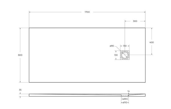Душевой поддон BelBagno 170x80 искусственный камень белый прямоугольный TRAY-MR-UNO-AH-170/80-35-W-CR