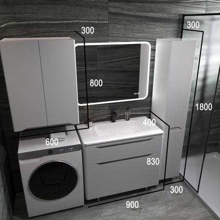 Тумба напольная Style Line Марелла 90 (2 ящ.) Люкс антискрейтч белый матовый, PLUS