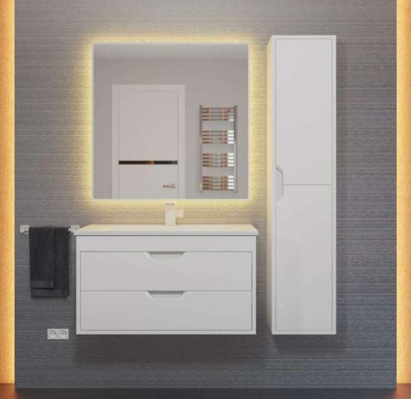 Тумба под раковину для ванной Uperwood Modul 80 см, подвесная, глянцевая, белая