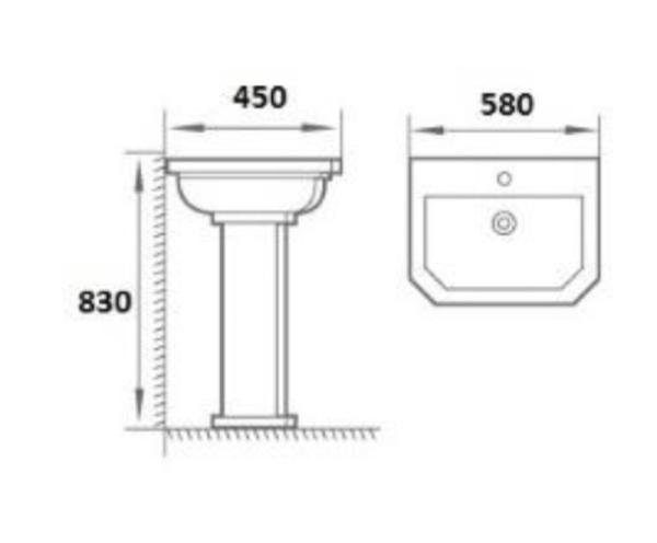 Раковина с пьедесталом Boheme Vogue 942 белый 58 см