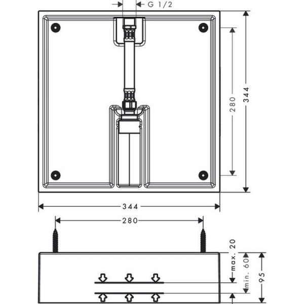 Скрытая часть Hansgrohe Raindance E 400 1j. 26254180 хром