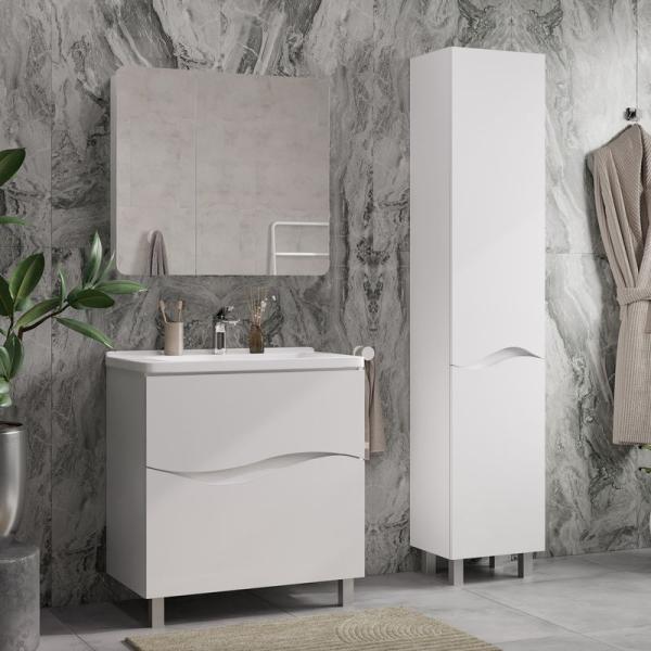 Пенал для ванной напольный Volna 40 белый глянец