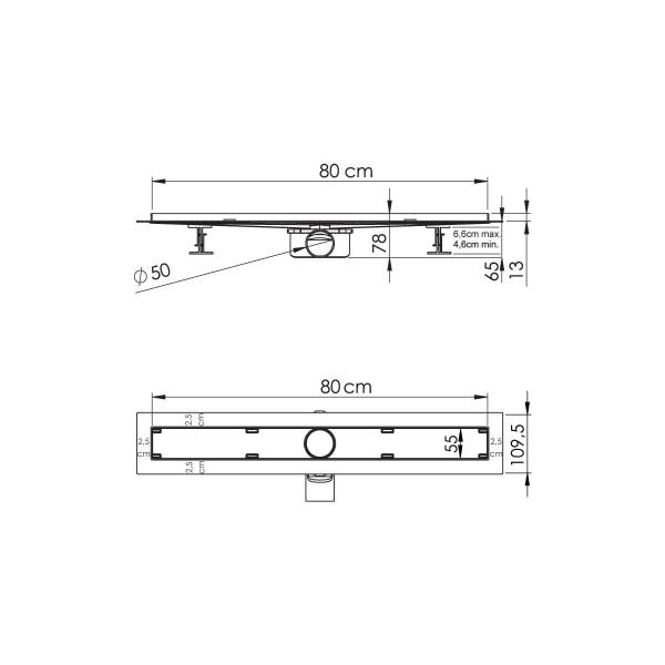 Душевой лоток Vincea SAY ALMIRA JASMIN 605.80.P.BUK, 80 см, хром