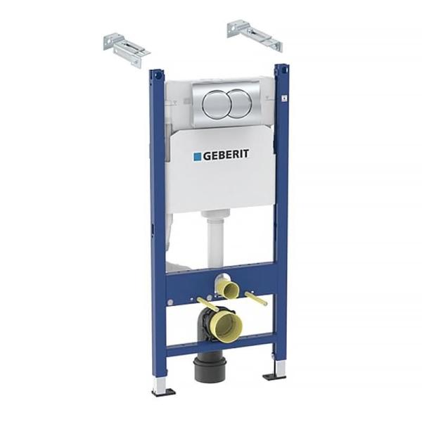 Инсталляция Geberit Delta 458.149.21.1 Duofix для подвесного унитаза, смывная клавиша Delta, хром глянец